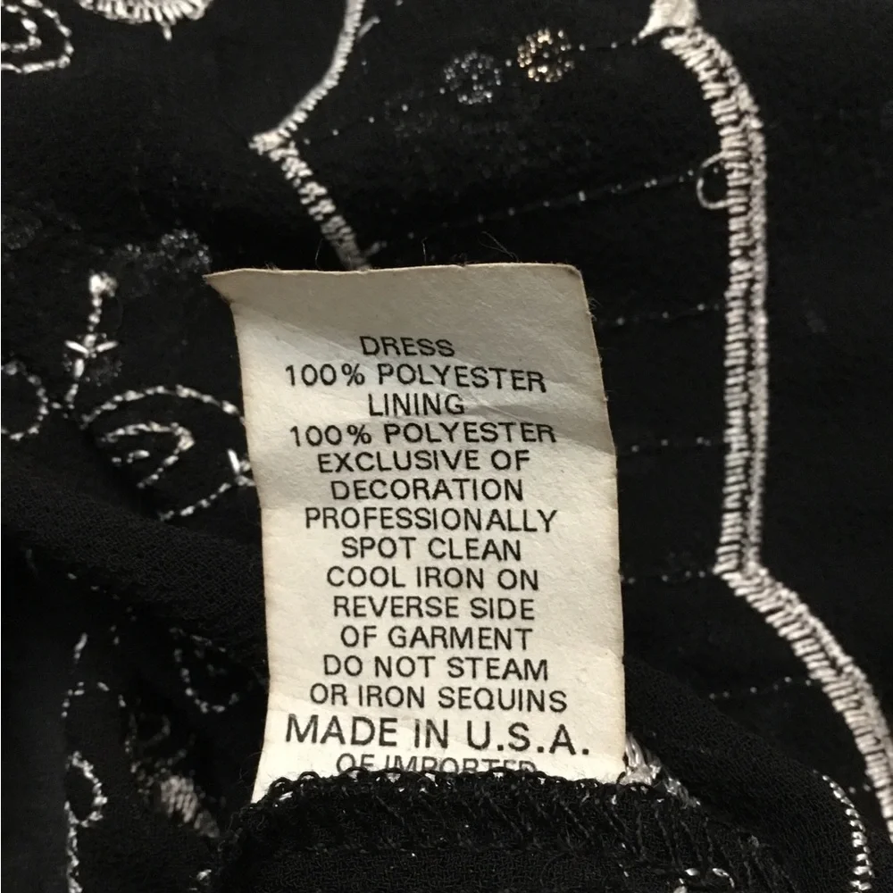R&M Richards Black Dress with Silver Embroidery